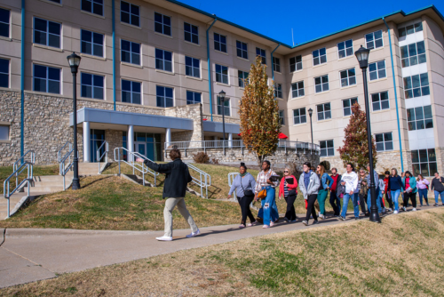 Families attend a Show Me Day tour of campus.