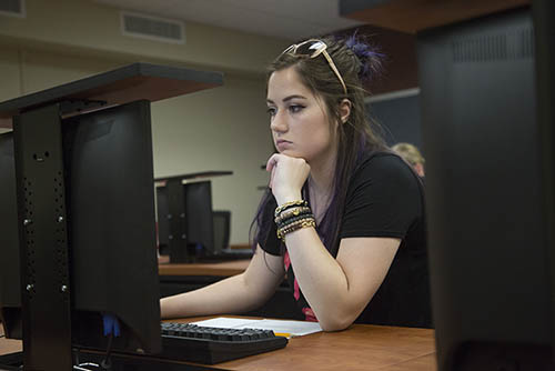 A Southeast student works on a computer