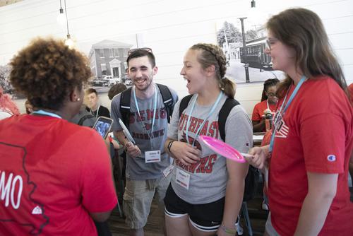 Camp Redhawk students gather downtown