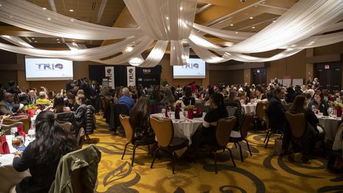 Students listen to a presentation during Black History Month 