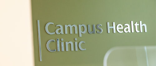 The sign for SEMO’s Campus Health Clinic as seen within its lobby. 