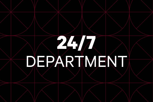 The words "24-7 Department" in white on a black background.